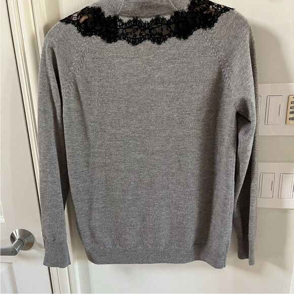 Nonoo New York Wool Lace Trim V Neck Grey Cardigan S - Picture 7 of 14